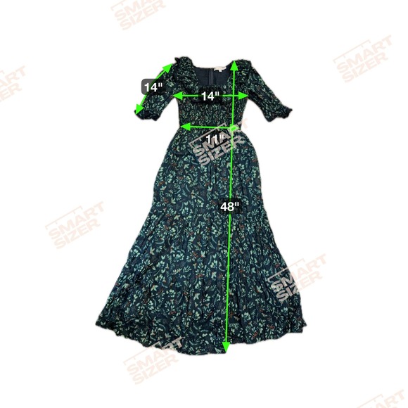 Ivy City Co Womens Gracie Dress Holly Holiday Midi Ruffle Square Neck Smocked XS - Picture 6 of 7